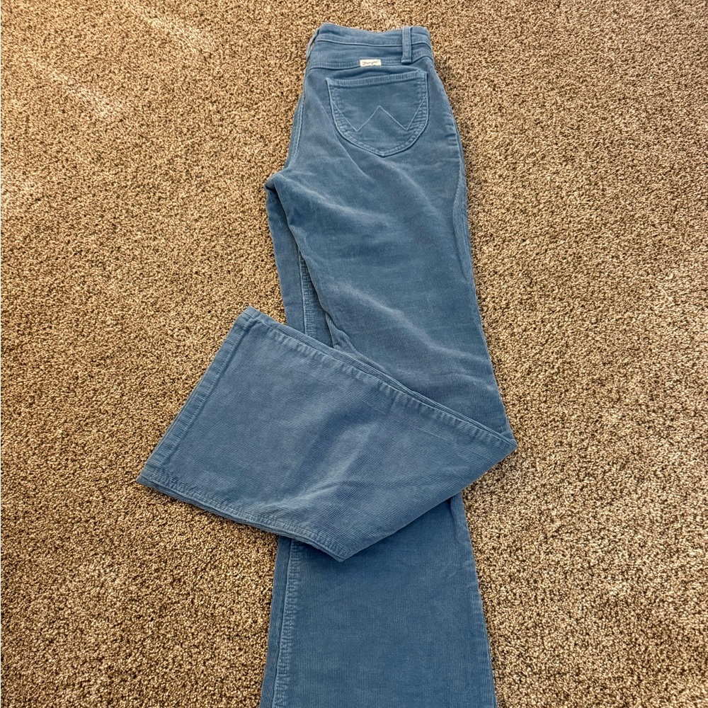Wrangler slate blue corduroy flair pant.  Design collaboration with ModCloth.